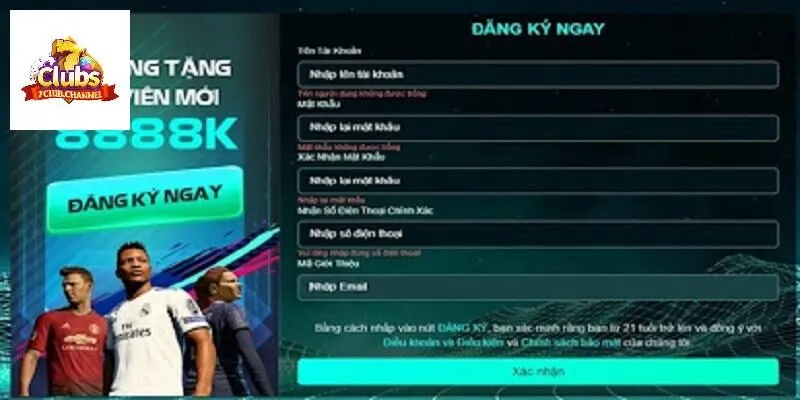 Hướng dẫn đăng ký 7Club chi tiết